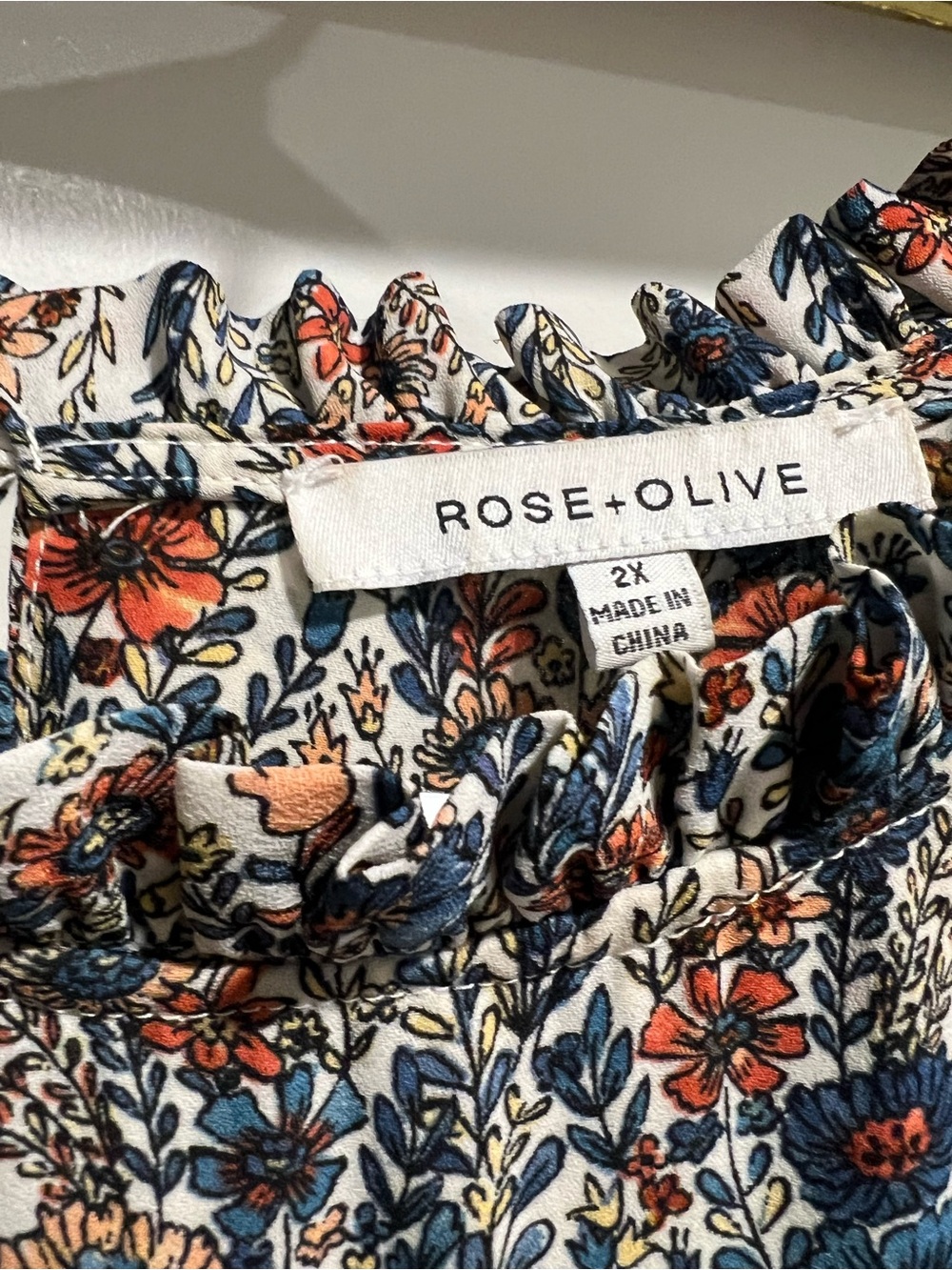 Rose & Olive Floral Ruffle-Yoke Blouse - Picture 2 of 3